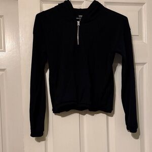Girl Black Half-Zip Hooded Sweater